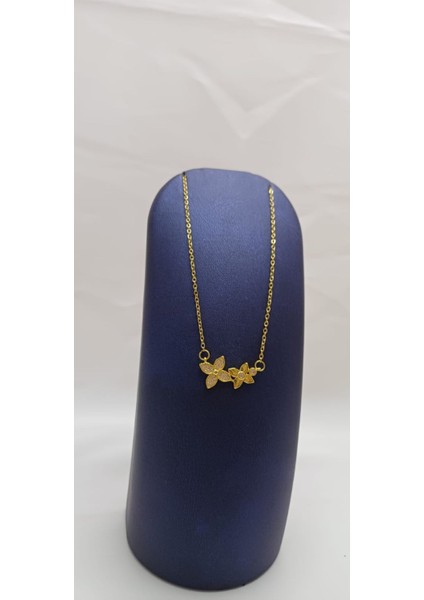 316 L Paslanmaz Çelik Gold/altın Zirkon Taşlı Ikili Çiçek Kolye fiyatları