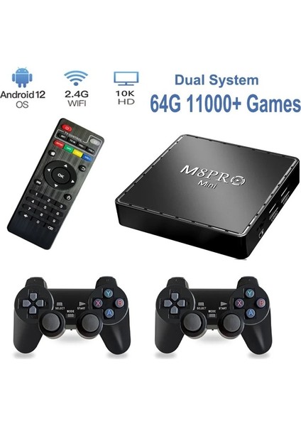 L'edoren M8PRO Mini 2.4g 10K Ultra Hd 64 GB Tv Box + Game Box Android 12.1 Tv + Oyun Konsolu 2in1