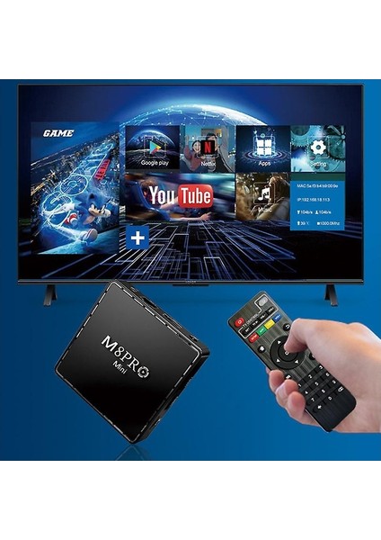 L'edoren M8PRO Mini 2.4g 10K Ultra Hd 64 GB Tv Box + Game Box Android 12.1 Tv + Oyun Konsolu 2in1