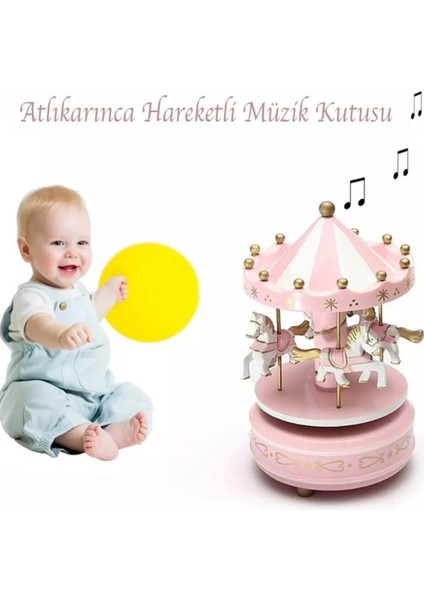 Pembe Atlıkarınca Hareketli Müzik Kutusu Arkadaşa Hediye