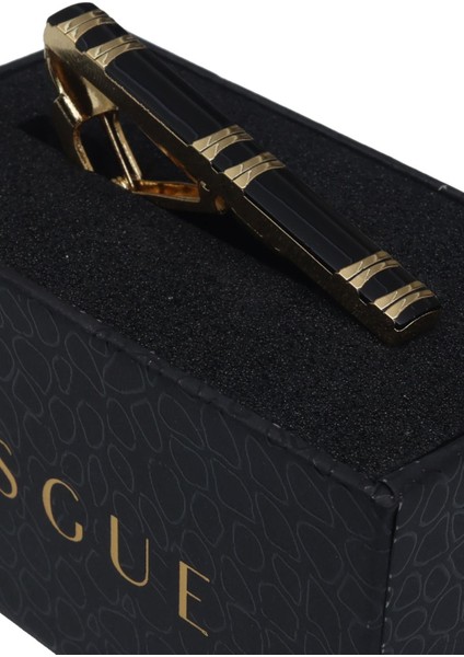 Gold Siyah Renk Desenli Kravat Iğnesi & Maşası fiyatları