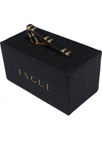 Gold Siyah Renk Desenli Kravat Iğnesi & Maşası modelleri