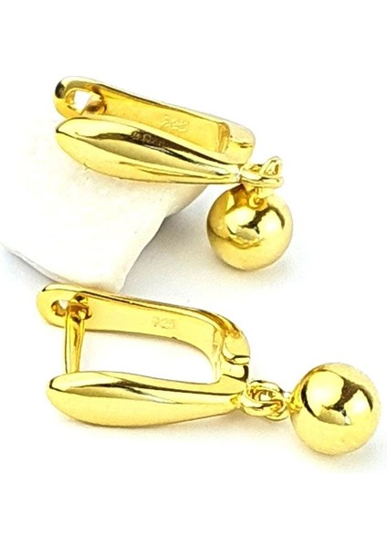 Italyan Tasarımı 925AYAR Gümüş Üzerine Altın Kaplama Sallantılı Top Küpe modelleri