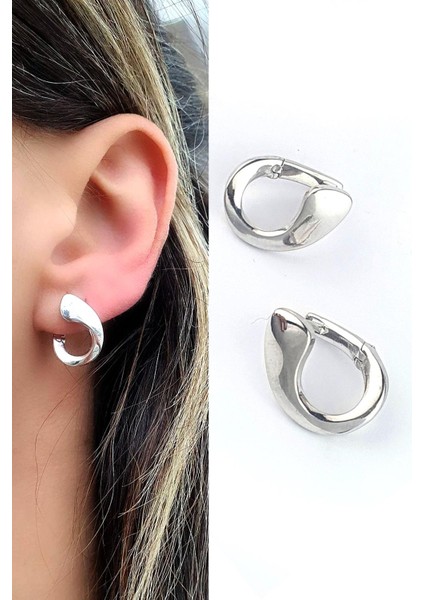 Altın Işçiliği 925 Ayar Gümüş Tasarım Spiral Küpe