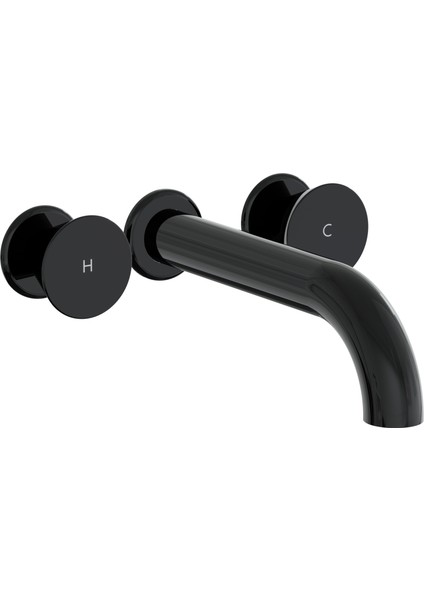 Liquid A4268939 Ankastre Uzun Lavabo Bataryası, Parlak Siyah