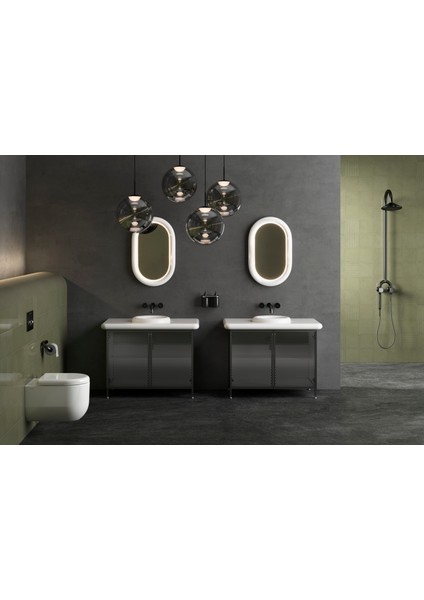 Liquid A4268939 Ankastre Uzun Lavabo Bataryası, Parlak Siyah