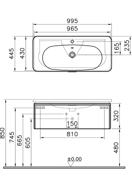 Nest Trendy 56439 Lavabo Dolabı, Tek Çekmeceli, 100 cm, Parlak Beyaz