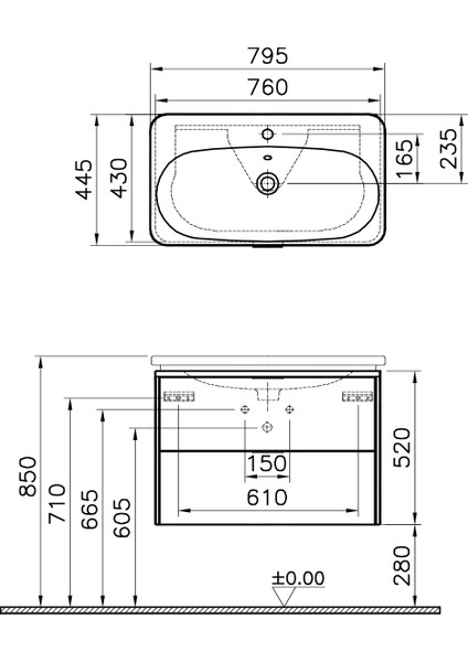 Nest Trendy 56147 Lavabo Dolabı, Çift Çekmeceli, Hareli Doğal Ahşap 80 cm modelleri