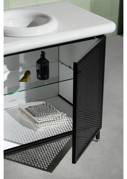 Liquid 66742 Lavabo Dolabı, Ayaklı, Metal Kapaklı, 100 cm modelleri