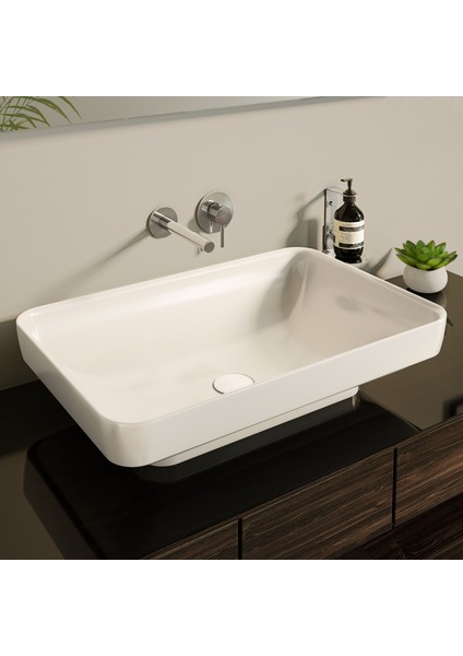 Water Jewels 4442B403-1361 Dikdörtgen Tezgah Üstü Lavabo, VitrA Clean, 60 cm, Beyaz fiyatları