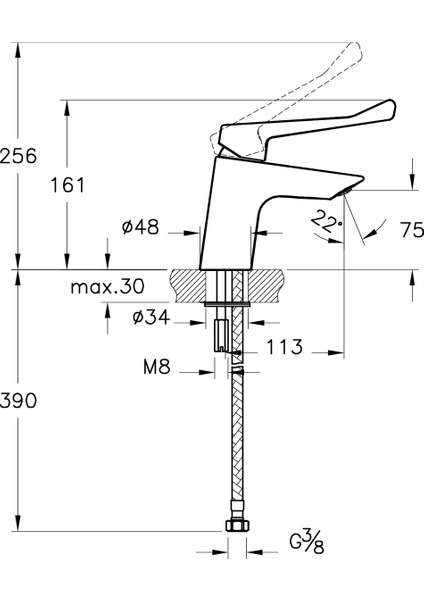 Solid S A42484 Lavabo Bataryası, Özel İhtiyaç, Krom