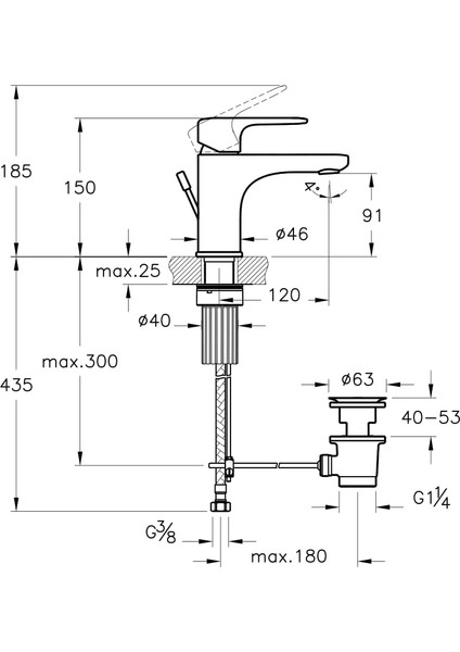 VitrA Root Round A42722 Lavabo Bataryası (Sifon Kumandalı), Krom