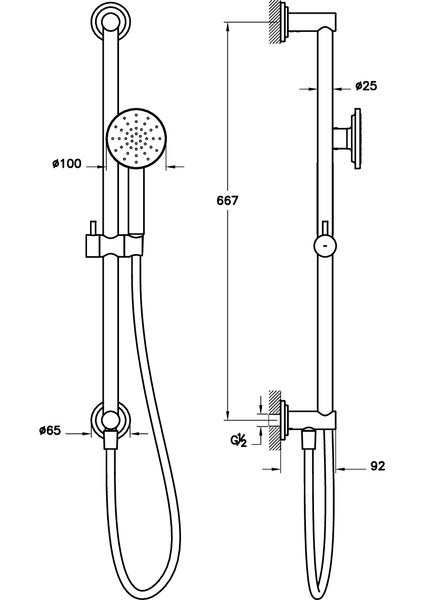 Origin A45796 Classic Sürgülü El Duşu Takımı, Krom