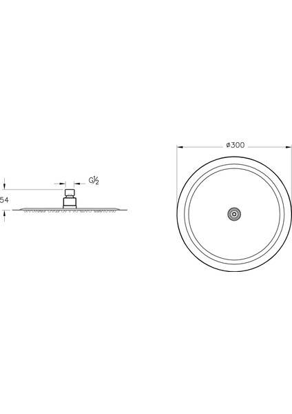 Lite LC A45674 Duş Başlığı, 300 mm, Krom