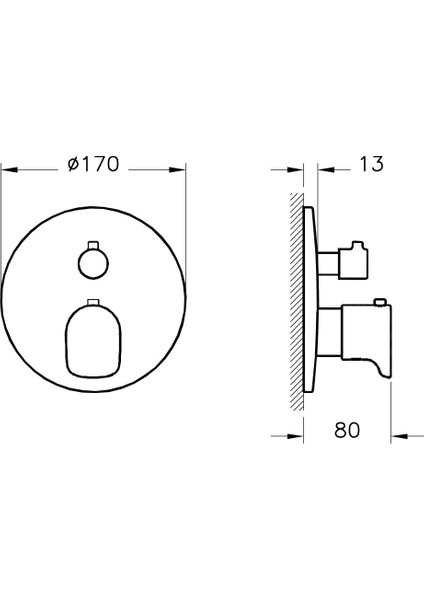 Root Round A4269536 Ankastre Termostatik Duş Bataryası(V-Box Sıva Üstü Grubu),Mat Siyah