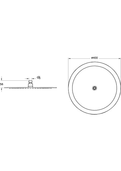 Lite LC A45646 Duş Başlığı, 400 mm, Krom