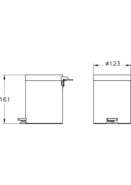 Base 100 A44153 Çöp Kovası, 3 Litre, Krom