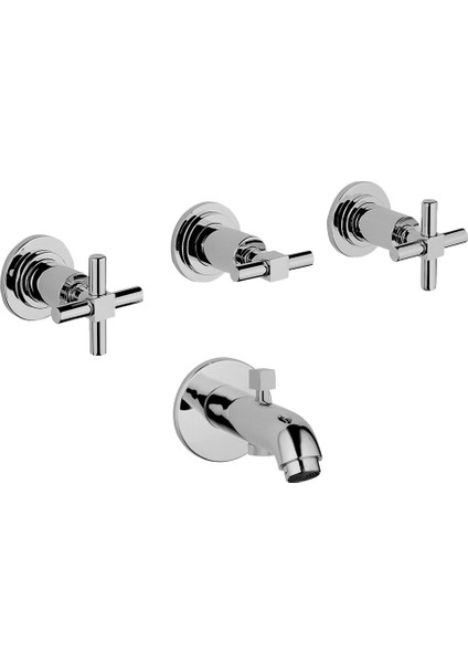 Juno A40832 Ankastre Banyo Bataryası, El Duşu Çıkışlı, Sıva Üstü, Krom