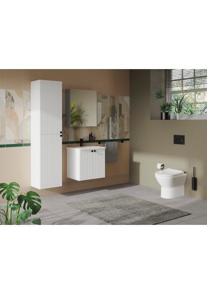 Root Grove 69268 Lavabo Dolabı, Kapaklı, Mat Beyaz, 60 cm fırsatları