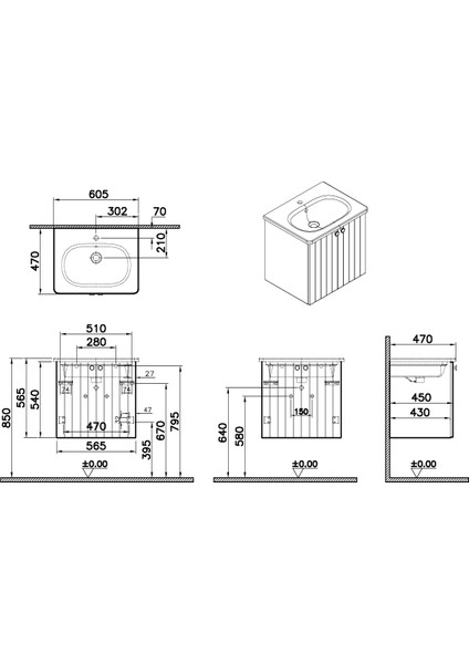 Root Grove 69268 Lavabo Dolabı, Kapaklı, Mat Beyaz, 60 cm indirimleri