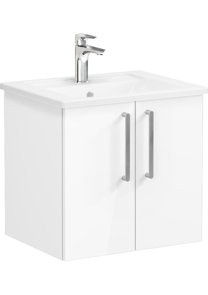 Root Flat 66354 Lavabo Dolabı, Kapaklı, Parlak Beyaz,60 cm