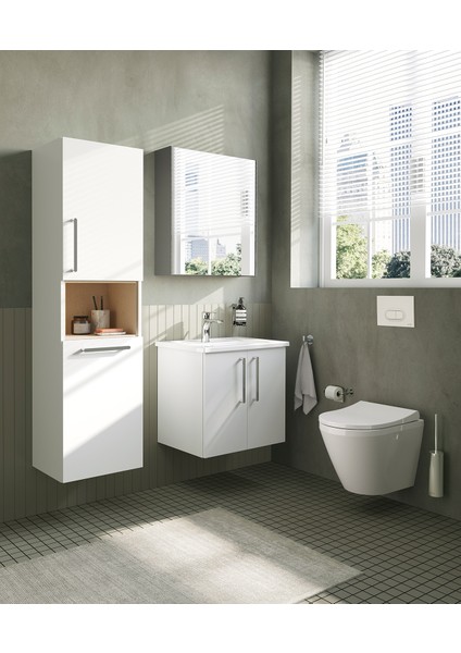 Root Flat 66354 Lavabo Dolabı, Kapaklı, Parlak Beyaz,60 cm