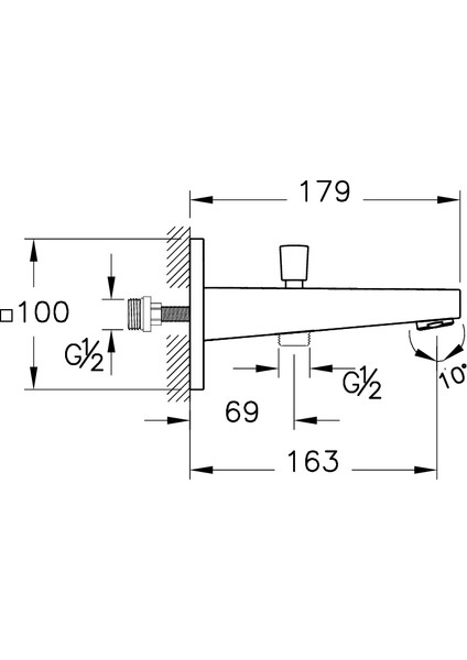 Artema Root Square A43131 Çıkış Ucu, El Duşu Çıkışlı,Krom