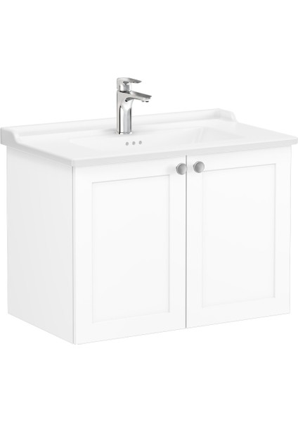 Root Classic 68722 Lavabo Dolabı, Kapaklı, Mat Beyaz, 80 cm