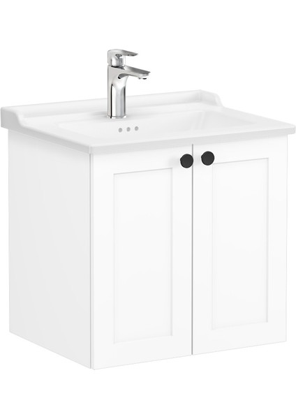 Root Classic 68701 Lavabo Dolabı, Kapaklı, Mat Beyaz, 60 cm