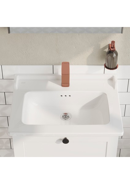 Root Classic 68701 Lavabo Dolabı, Kapaklı, Mat Beyaz, 60 cm