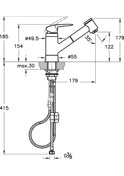 Harmony A41864 Pull-Out Eviye Bataryası, Krom