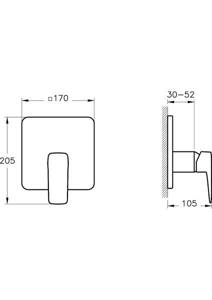 Artema Root Square A42827 Ankastre Duş Bataryası, Krom