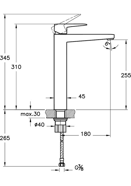 Root A4273336 Square Çanak Lavabo Bataryası, Mat Siyah