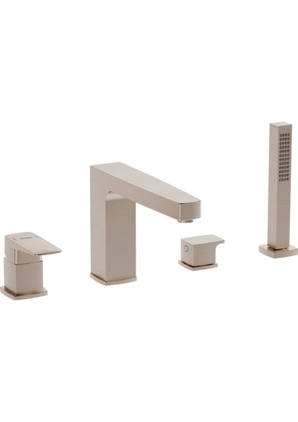 Root Square A4275734 Küvet Bataryası, 4 Delikli, Fırçalı Nikel