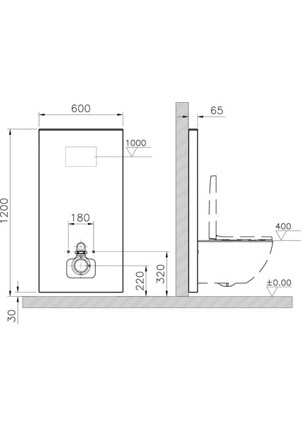 RenoForm 773-5060-01 Asma Klozetler için Taharet Deliksiz Platform, 6 cm, Açık Gri