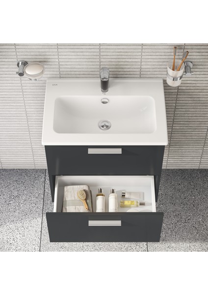 Mia 75102 Banyo Dolabı Seti Çekmeceli 60 cm Antrasit modelleri