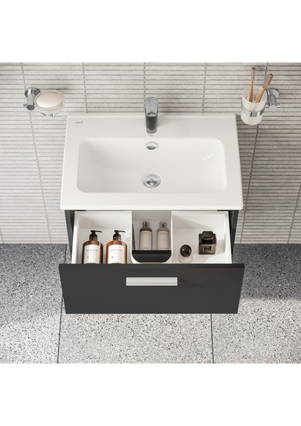 Mia 75102 Banyo Dolabı Seti Çekmeceli 60 cm Antrasit fırsatları
