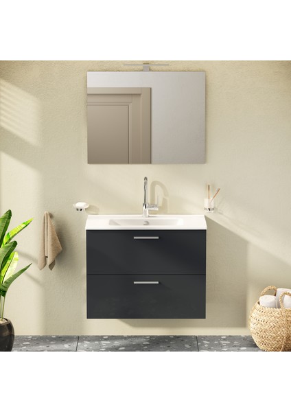 Mia 75100 Banyo Dolabı Seti Çekmeceli 80 cm Antrasit