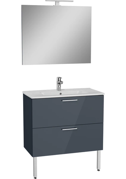 Mia 75077 Banyo Dolabı Seti Çekmeceli, Ayaklı, 80 cm, Antrasit