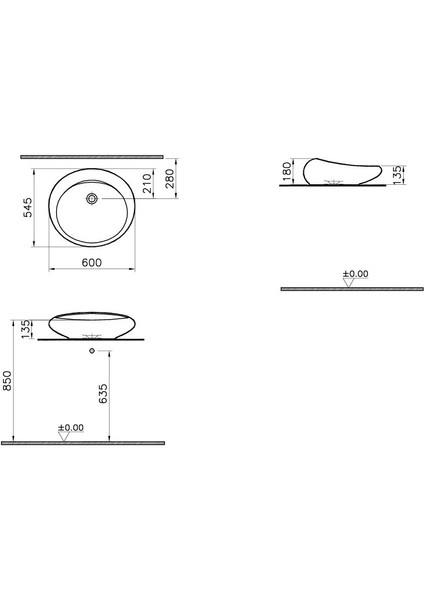 İstanbul 4280B403-0016 Çanak Lavabo, VitrA Clean, 60 cm, Beyaz