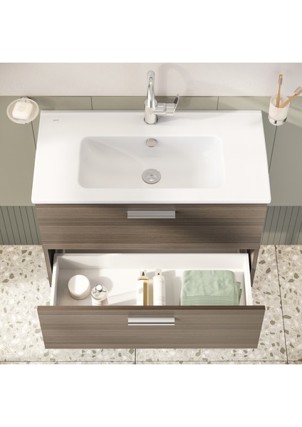 Mia 75076 Banyo Dolabı Seti Çekmeceli, Ayaklı, 80 cm, Cordoba