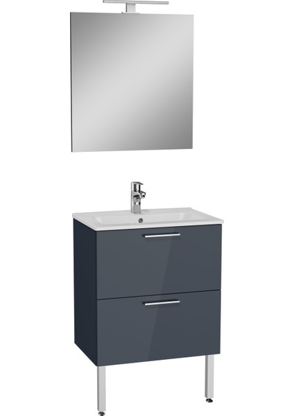 Mia 75073 Banyo Dolabı Seti Çekmeceli, Ayaklı, 60 cm, Antrasit