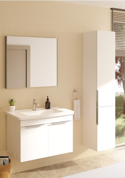 Quadrum 62542 Lavabo Dolabı, Kapaklı, 80 cm, Parlak Beyaz fiyatları