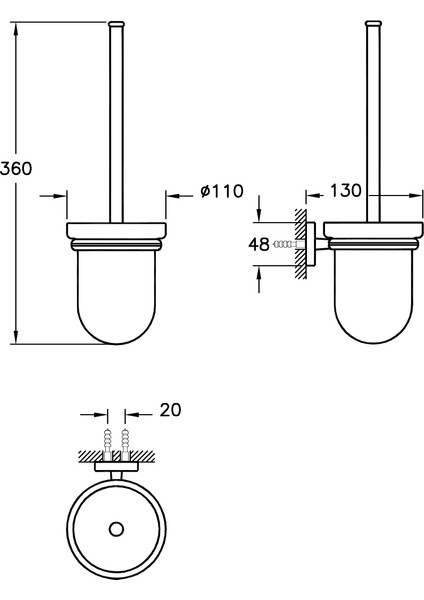 VitrA Q-Line A44999 Tuvalet Fırçalığı, Duvardan, Krom