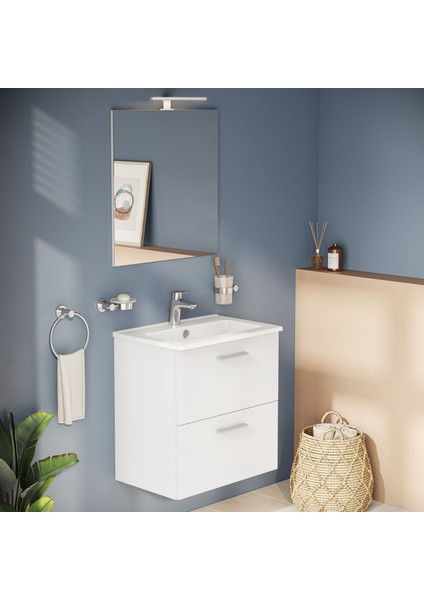 Mia 75021 Banyo Dolabı Seti, Çekmeceli, 60 cm, Parlak Beyaz fiyatları