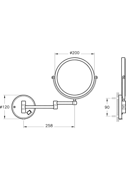 Arkitekta A44010 Makyaj Tıraş Aynası, LEDli, Krom