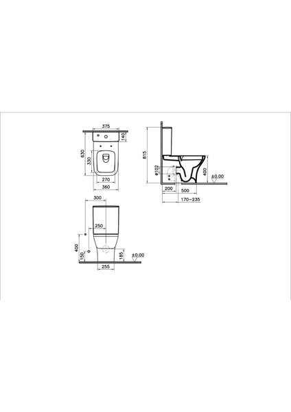 Ardea 9863B003-7215 Ardea Square Takım Klozet- Rezervuar Seti, Beyaz fiyatları