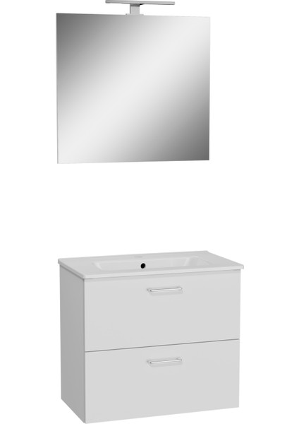 Ardea 67088 Banyo Dolabı Seti Çekmeceli, 70 cm, Parlak Beyaz