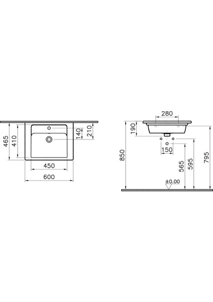 Integra 7055B003-0001 Etajerli Lavabo, Beyaz, 60x47 cm