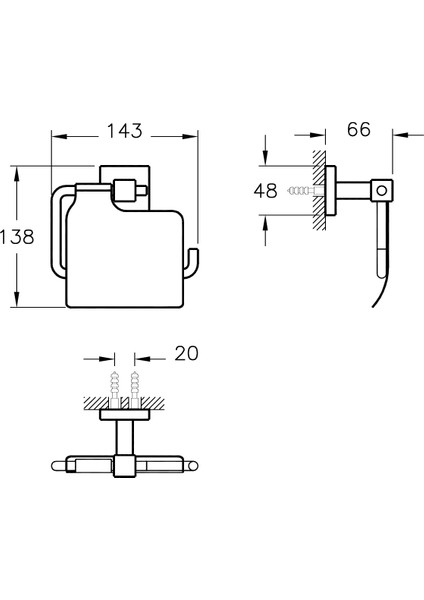 VitrA Q-Line A44996 Kapaklı Tuvalet Kağıtlığı, Krom